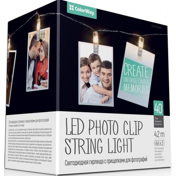 Фото - Гірлянда лінійна Colorway 40LED, 4.2м, з прищіпками для фото (CW-LCP-40L42B)