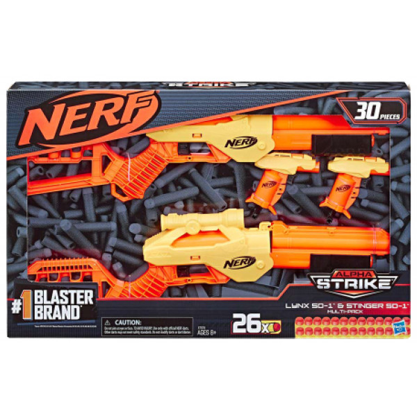 Фото - Бластер однозарядный Hasbro Nerf Страйк Лункс и Стингер (E7579) Фото - Бластер однозарядный Hasbro Nerf Страйк Лункс и Стингер (E7579)