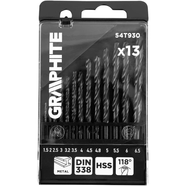 Фото - Набор сверл GRAPHITE HSS 1.5-6.5 мм 13 шт. (54T930)