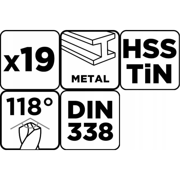 Фото - Набір свердел GRAPHITE HSS TiN 1-10 мм 19 шт. (54T950)