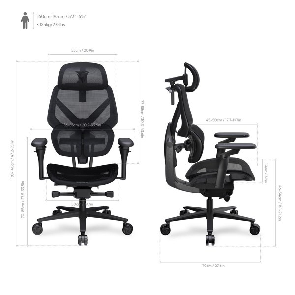Фото - Крісло для геймерів TX3 Flex Pro Mesh Black (TEGC-3076101.12)