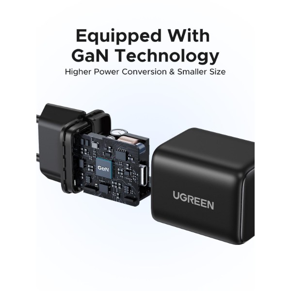 Фото - Сетевое зарядное устройство UGREEN X512 USB-C 20W PD GaN Fast Charger Black (55553)