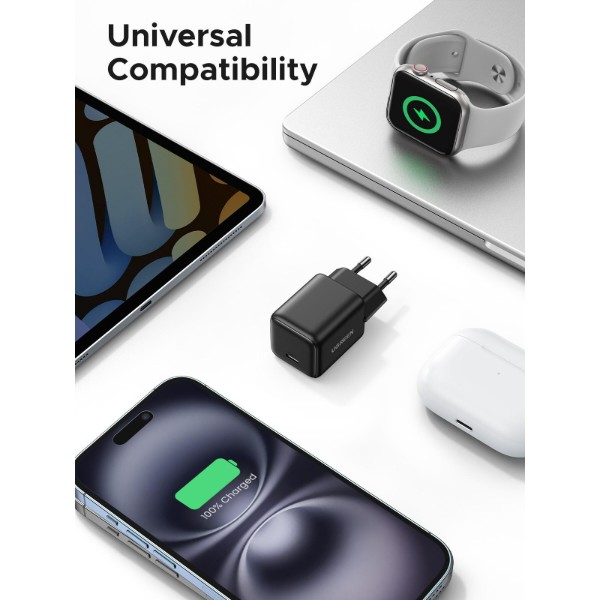 Фото - Сетевое зарядное устройство UGREEN X512 USB-C 20W PD GaN Fast Charger Black (55553)