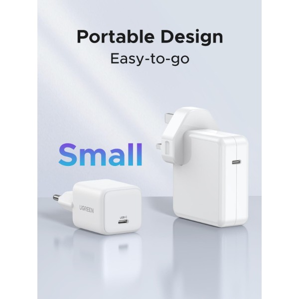 Фото - Мережевий зарядний пристрій UGREEN X512 USB-C 20W PD GaN Fast Charger White (55554)