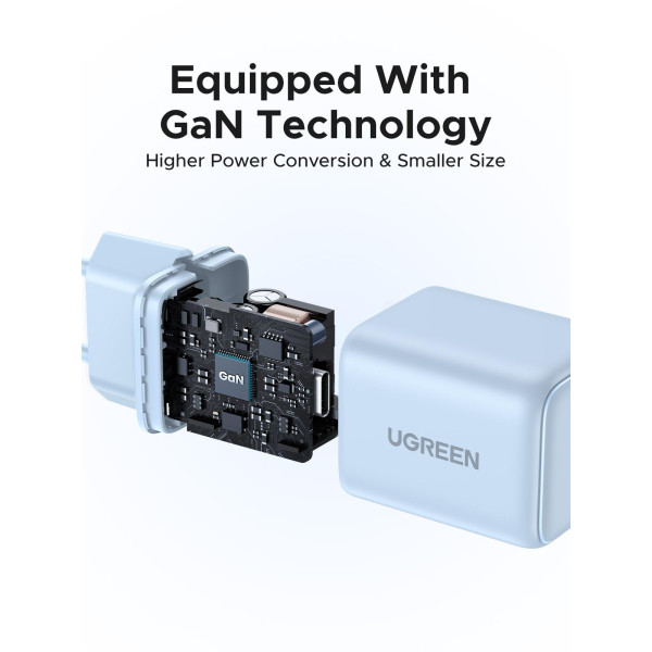Фото - Мережевий зарядний пристрій UGREEN X512 USB-C 20W PD GaN Fast Charger Blue (55555)