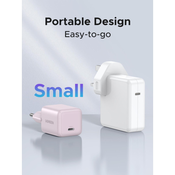Фото - Мережевий зарядний пристрій UGREEN X512 USB-C 20W PD GaN Fast Charger Pink (55556)