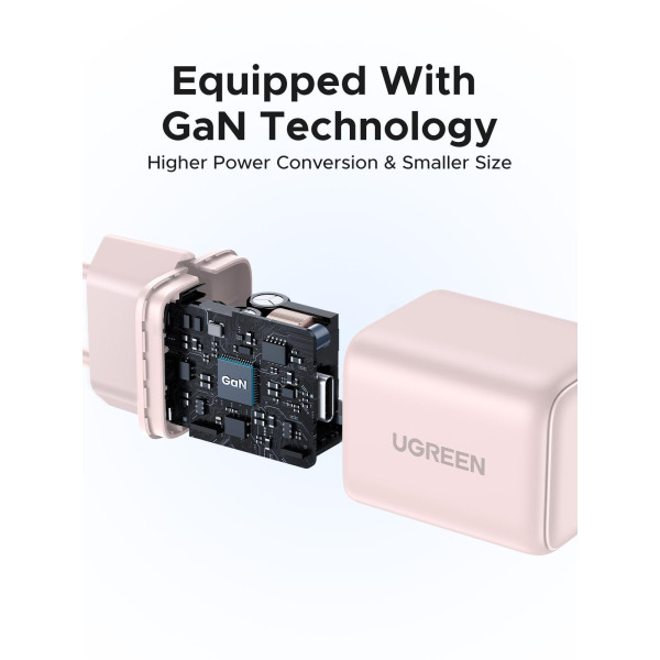 Фото - Мережевий зарядний пристрій UGREEN X512 USB-C 20W PD GaN Fast Charger Pink (55556)