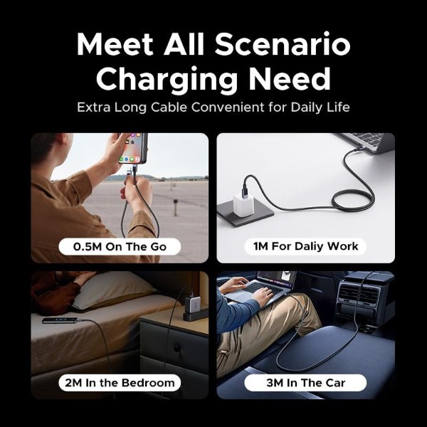 Фото - Кабель UGREEN L524 USB-C to USB-C PD 60W 3A 0.5m Space Gray (55764)