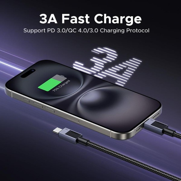 Фото - Кабель UGREEN L524 USB-C to USB-C PD 60W 3A 0.5m Space Gray (55764)