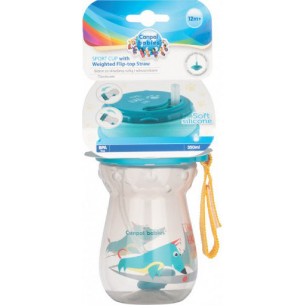 Фото - Поїльник-непроливайка дитячий Canpol babies зі складною силіконовою трубочкою і обтяжувачем, 350 мл. (56/518)
