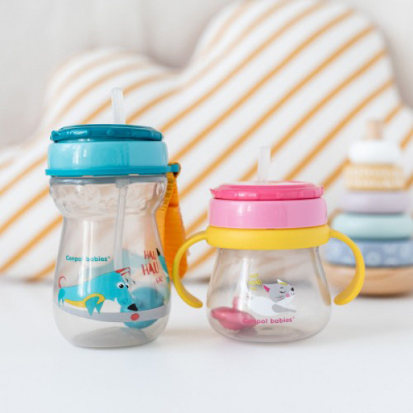 Фото - Поїльник-непроливайка дитячий Canpol babies зі складною силіконовою трубочкою і обтяжувачем, 350 мл. (56/518)