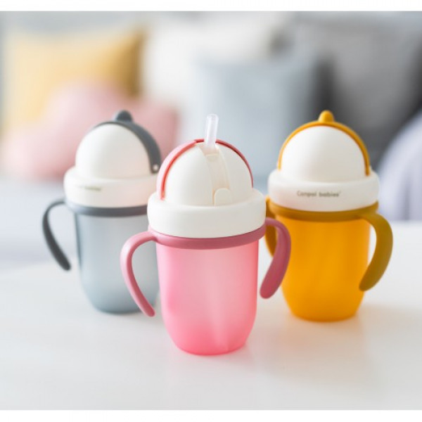 Фото - Чашка-непроливайка детская Canpol babies MATTE PASTELS серая с силиконовой трубочкой, 210 мл. (56/522_grey)