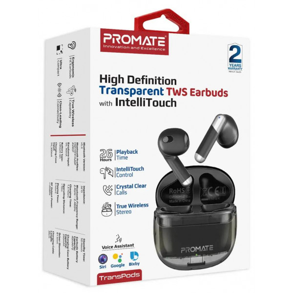 Фото - Навушники вкладиші бездротові TWS Promate transpods.black