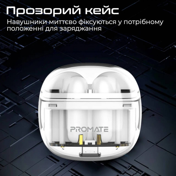 Фото - Навушники вкладиші бездротові TWS Promate transpods.white