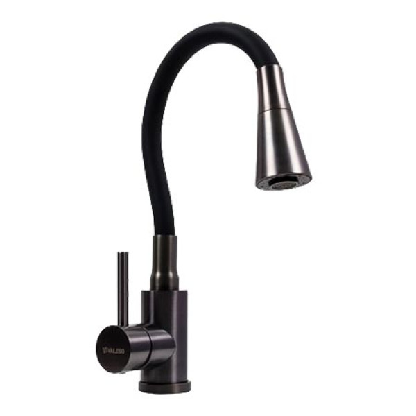 Фото - Кухонний змішувач VALESO NES-F12 PVD гнучкий чорний