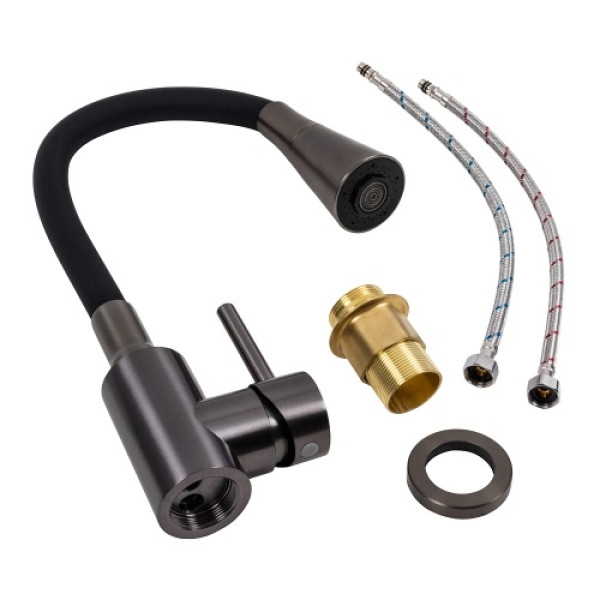 Фото - Кухонний змішувач VALESO NES-F12 PVD гнучкий чорний