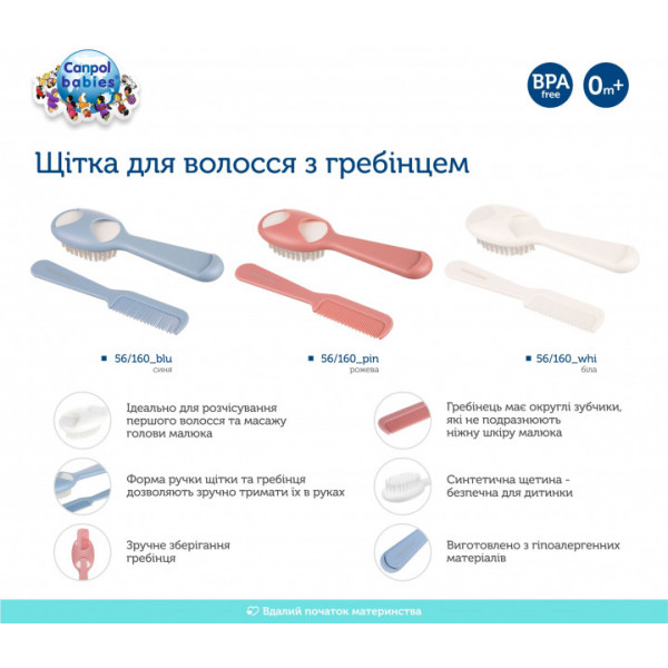 Фото - Набір гребінців для дитячого волосся Canpol babies блакитна (56/160_blu)