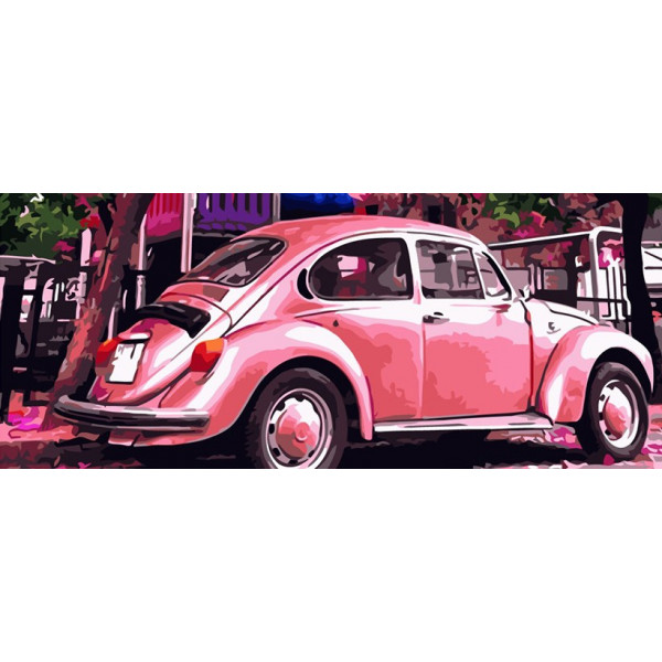 Фото - Картина по номерам Strateg "Розовый Volkswagen Beetle" 40х50 см (VA-1975)