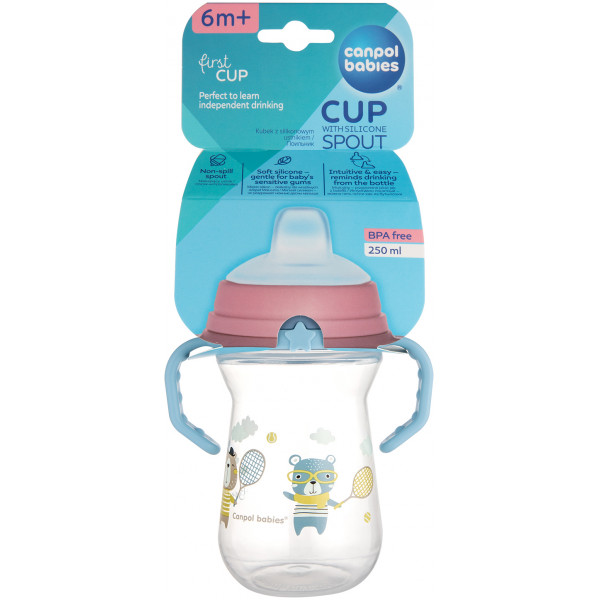 Фото - Поїльник-непроливайка дитячий Canpol babies FirstCup 250 мл BONJOUR PARIS - блакитна (56/613_blu)