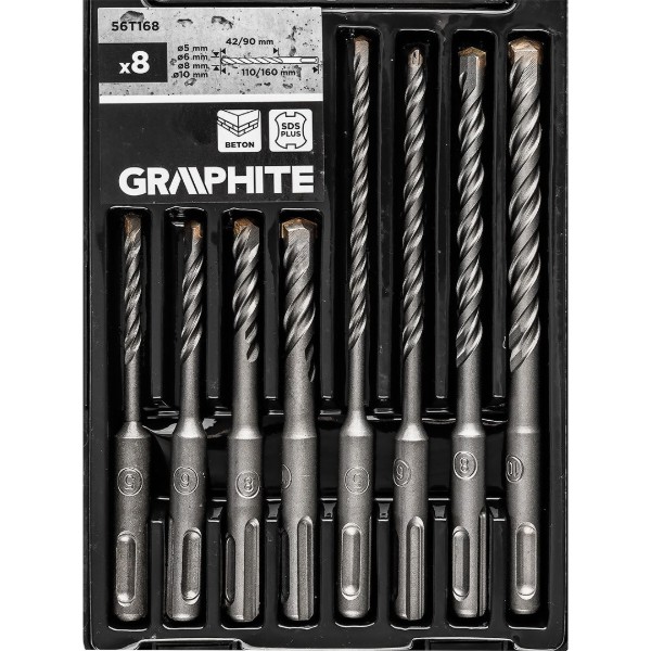 Фото - Набір свердел GRAPHITE SDS Plus 5х6x8x10x160 мм 8 шт. (56T168)