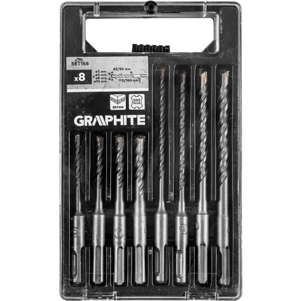 Фото - Набір свердел GRAPHITE SDS Plus 5х6x8x10x160 мм 8 шт. (56T168)