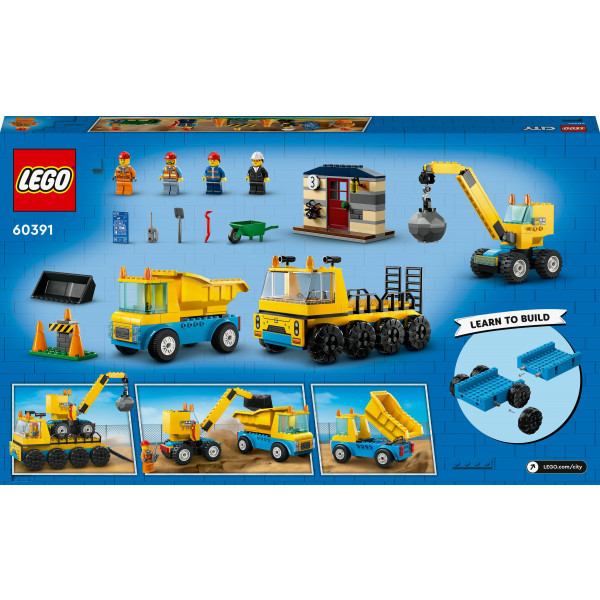 Фото - Конструктор LEGO City Будівельна вантажівка й кулястий кран-таран (60391)