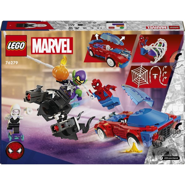 Фото - Конструктор LEGO Marvel Автомобиль для гонки Человека-Паука и Зеленый Гоблин с ядом Венома (76279)