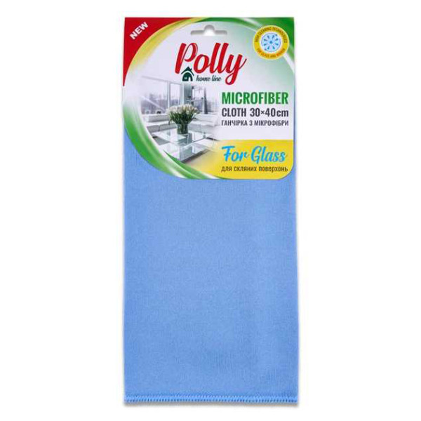 Фото - Серветка побутова POLLY з мікрофібри для скла 30х40 см (PO20144)