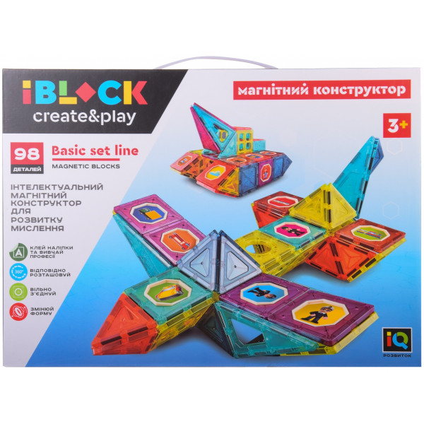 Фото - Магнітний конструктор IBLOCK Магнітний, 98 дет. (PL-921-247)