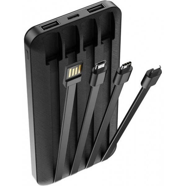 Фото - Батарея мобільна Forever TB-411 ALLin1 10000 mAh with cables USB-C + Lightning + microUSB Black (GSM103789)