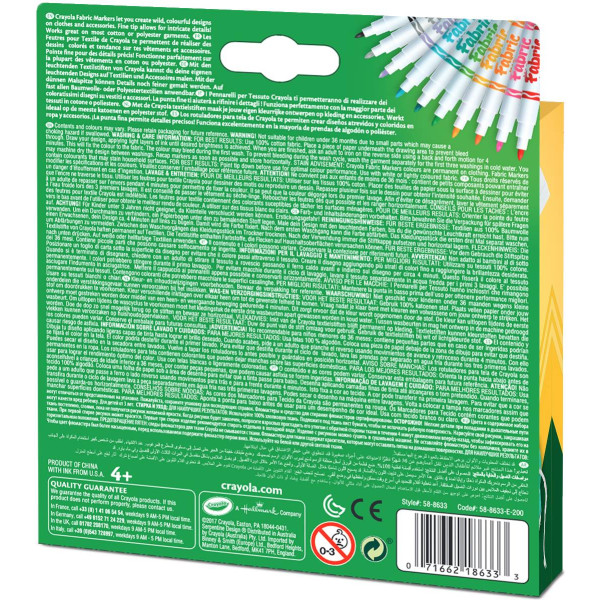 Фото - Фломастери Crayola на тканині, тонка лінія, 10 шт. (58-8633)