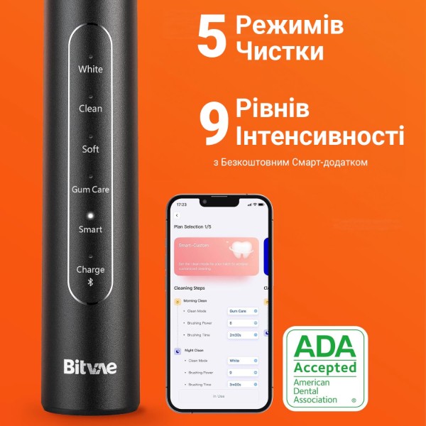 Фото - Зубна щітка електрична Bitvae S2 Smart 8 насадок и футляр Black + косметичка (BVS2-b-k)