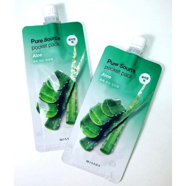 Фото - Маска для обличчя Missha Pure Source Pocket Pack нічна з екстрактом алое вера 10 мл (8806185781800)