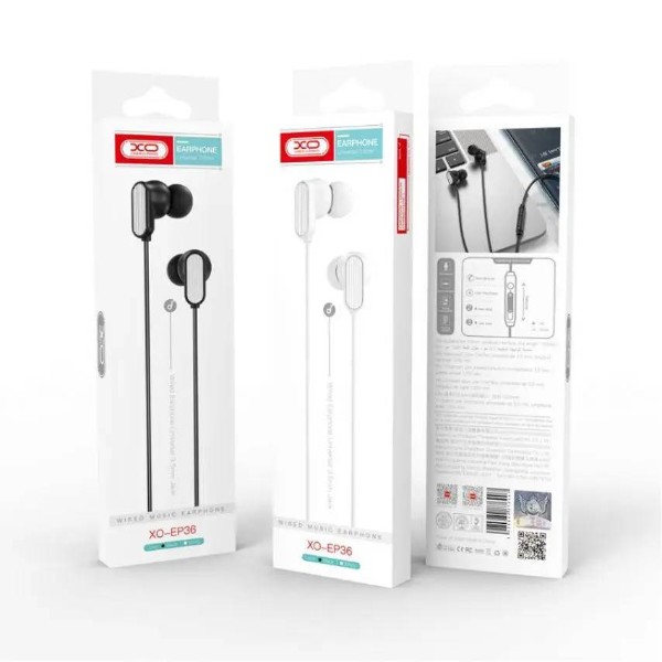 Фото - Навушники вкладиші дротові XO 3.5 mm in-ear 1.2 m (EP36)