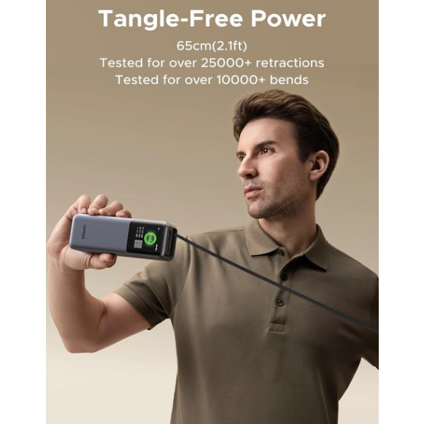 Фото - Батарея мобільна UGREEN 165W 20000 mAh Power Bank with Retractable Cable PB726 Gray (55987B)