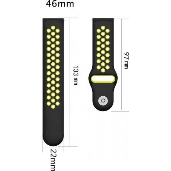 Фото - Ремінець для смарт-годинника BeCover Nike Style for Huawei Watch GT/GT 2 46mm/GT 2 Pro/GT Active/Honor Watch Magic 1/2/GS Pro/Dream Black-Yellow (705796)