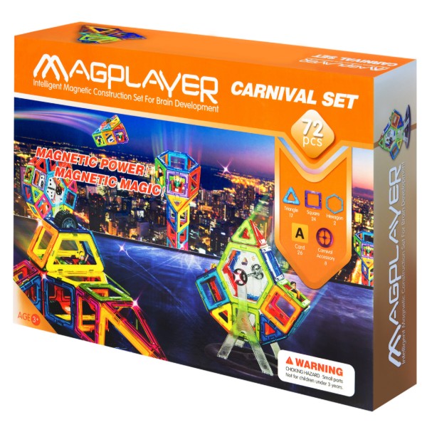 Фото - Конструктор магнитный MagPlayer 72 эл. (MPA-72)