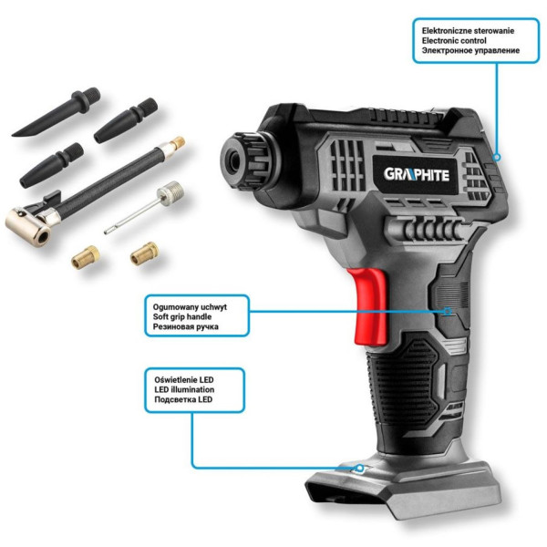 Фото - Автокомпресор GRAPHITE Energy+ без АКБ та ЗП (58G041)