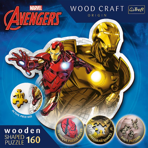 Фото - Пазли (5-7 років) Trefl Wooden Marvel Heroes Відважна залізна людина 160 ел. (01833)