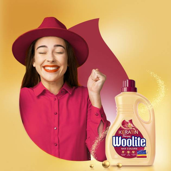 Фото - Гель для прання Woolite Для кольорових тканин з кератином 1,8 л