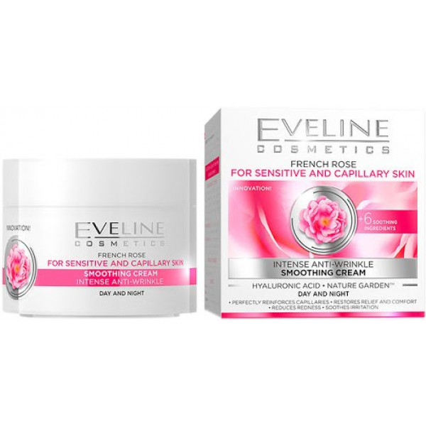 Фото - Крем для обличчя EVELINE Гіалуронова кислота + Французька Троянда 50 мл (5901761952797)