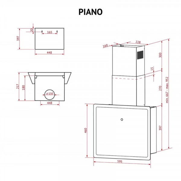 Фото - Витяжка декоративна Perfelli PIANO NERO