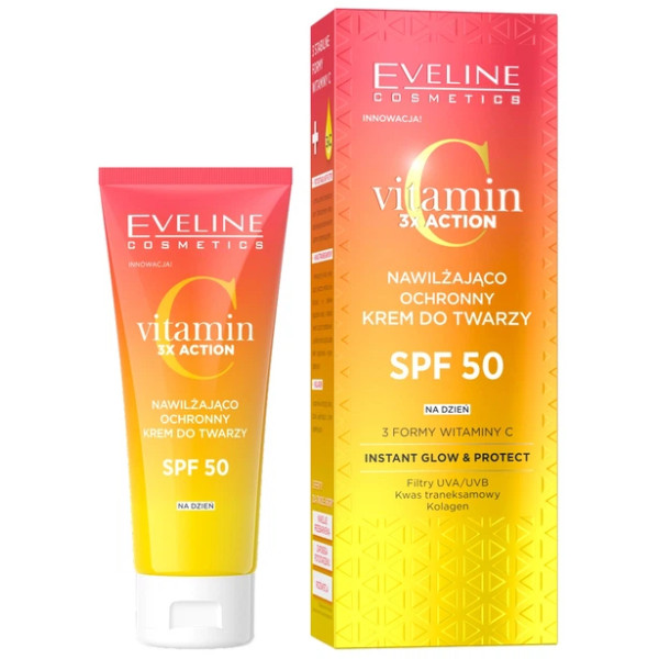Фото - Крем для обличчя EVELINE Vitamin C 3x Action зволоження та захист SPF50 30 мл (5903416053378)
