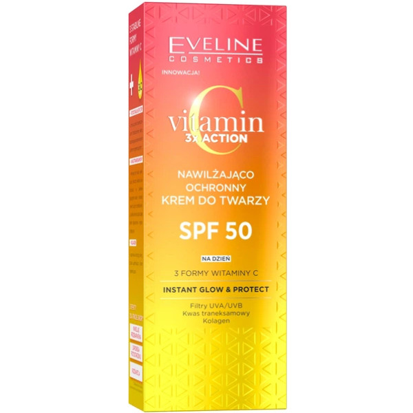 Фото - Крем для обличчя EVELINE Vitamin C 3x Action зволоження та захист SPF50 30 мл (5903416053378)
