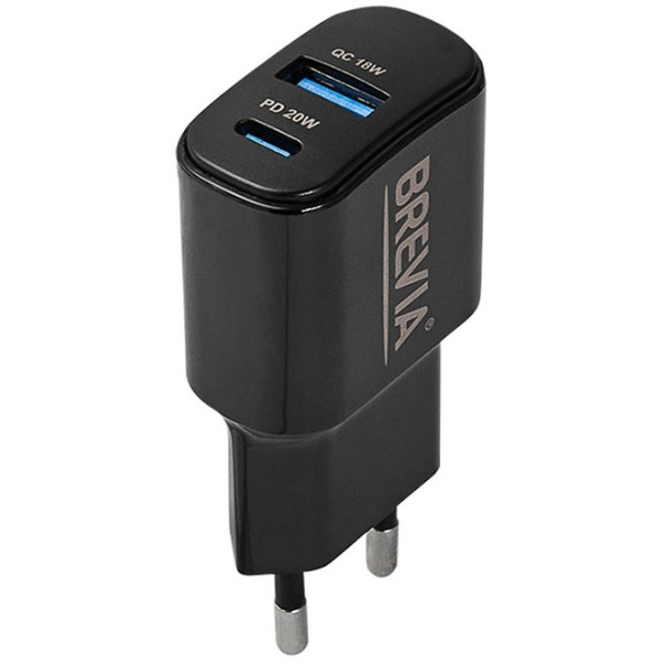Фото - Мережевий зарядний пристрій Brevia ePower PD20W USB-C+USB-A (45020CAB)