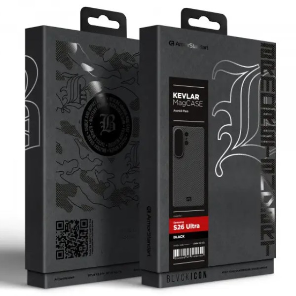 Фото - Чохол для смартфону Armorstandart BlackIcon Aramid Twill MagCase for Samsung S26 Ultra Black (ARM90147)
