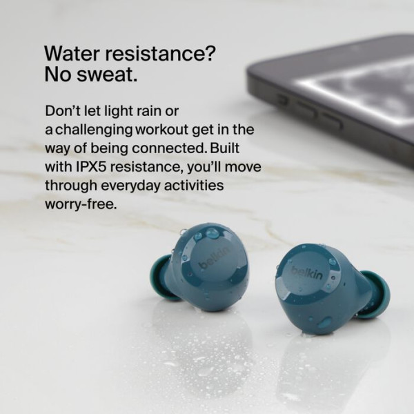 Фото - Наушники вкладыши беспроводные TWS Belkin Soundform Bolt True Wireless Turquoise (AUC009BTTE)