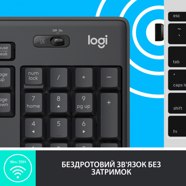 Фото - Клавиатура+мышь беспроводная Logitech MK295 Silent UA Graphite (920-009800)