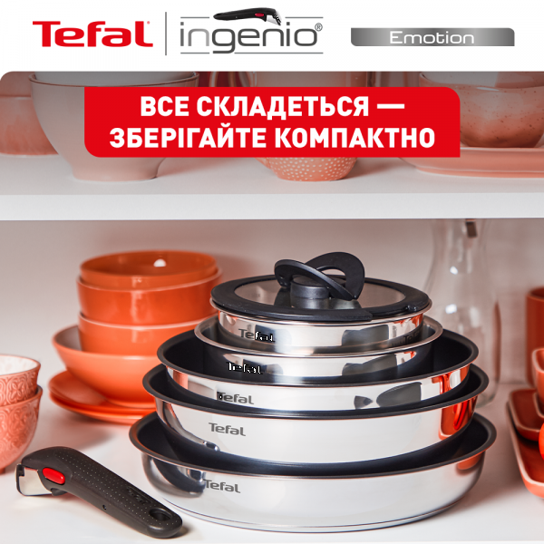 Фото - Набір посуду зі знімною ручкою Tefal L8964S55 Ingenio Emotion 4 пр