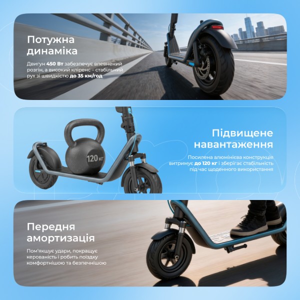 Фото - Электросамокат Proove Model Urban Plus App 450W Black/Blue (URBP45035403)